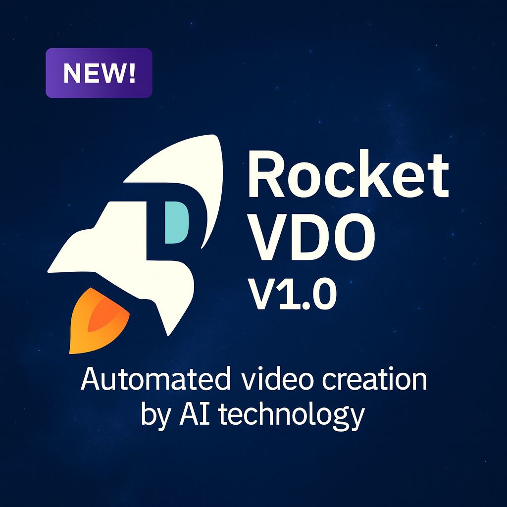 RocketVDO Logo - Automated video creation by AI technology